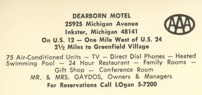 Villager Inn (Dearborn Motel) - Vintage Postcard (newer photo)